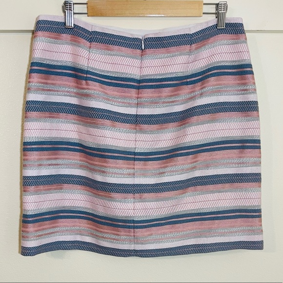 LOFT 12 Pink Blue Metallic Striped Textured Skirt - Picture 5 of 10
